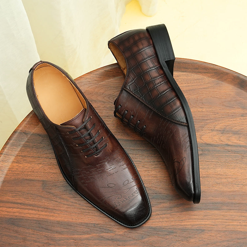 Eldorian Croc-Pattern Oxfords