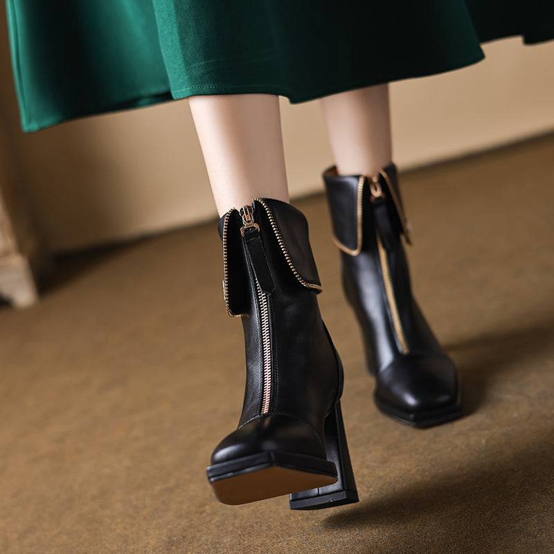 Veltique Elegance Zip Booties