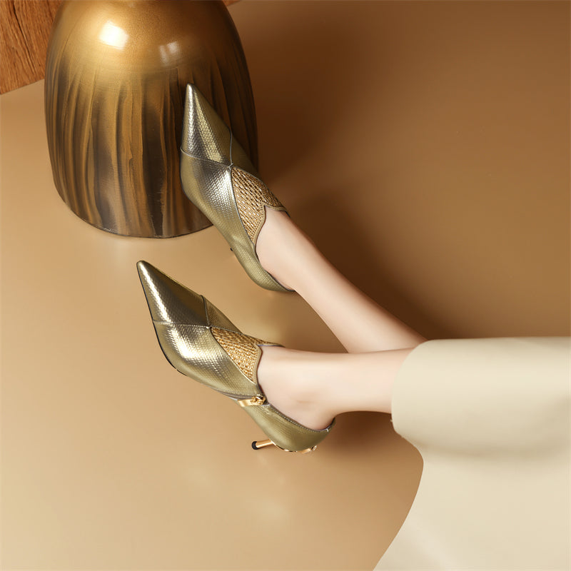 Opulessa Exotic Leather Pointed Toe Heels