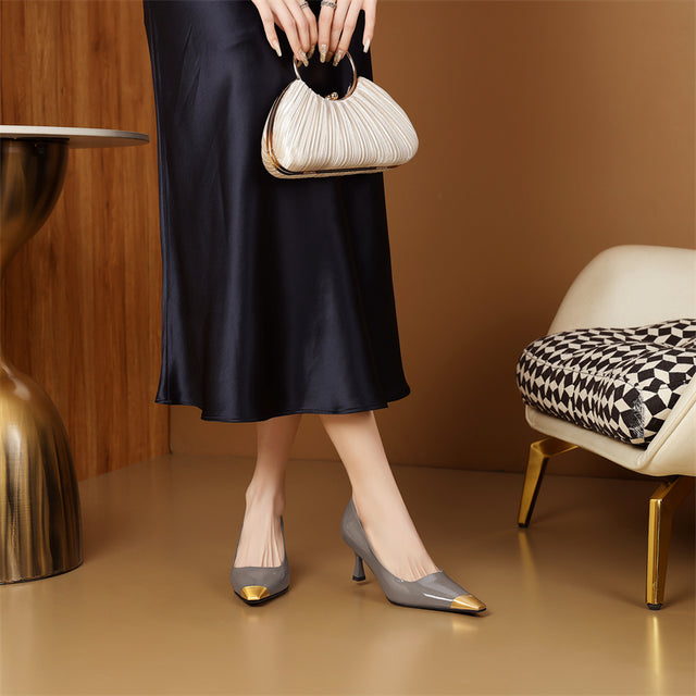 Celestova CrocoGlam Square Toe Metal Pumps