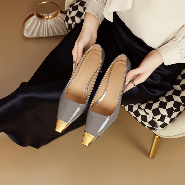 Celestova CrocoGlam Square Toe Metal Pumps