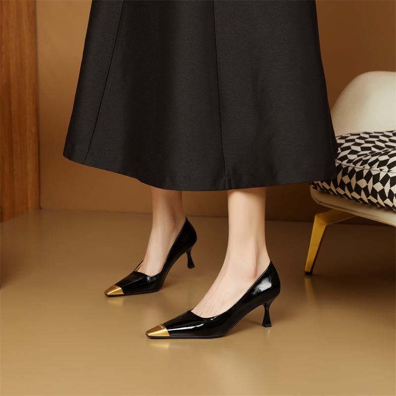 Celestova CrocoGlam Square Toe Metal Pumps