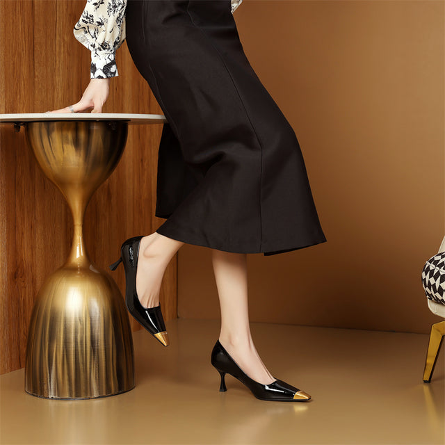 Celestova CrocoGlam Square Toe Metal Pumps