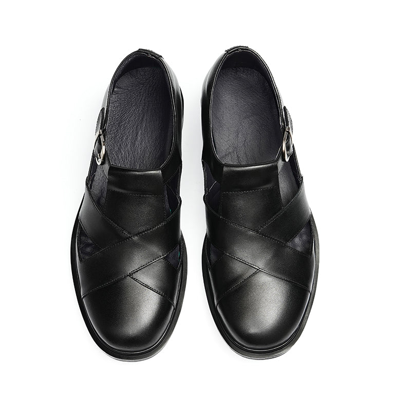 Dracavant Chic Buckle Leather Sandals