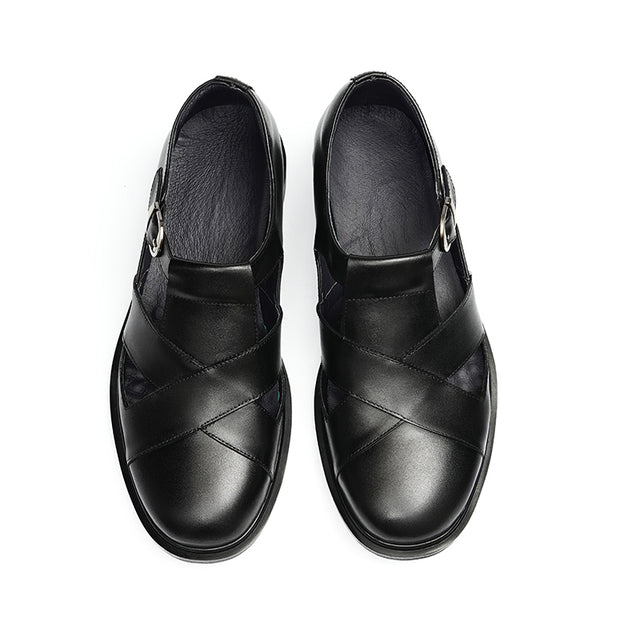 Dracavant Chic Buckle Leather Sandals