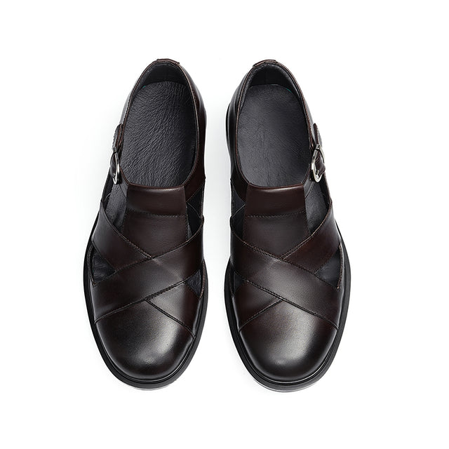 Dracavant Chic Buckle Leather Sandals