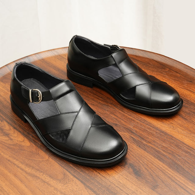 Dracavant Chic Buckle Leather Sandals