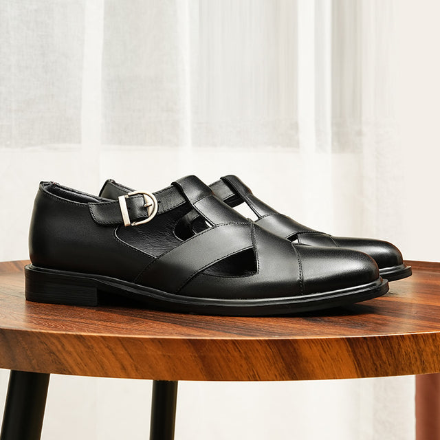 Dracavant Chic Buckle Leather Sandals