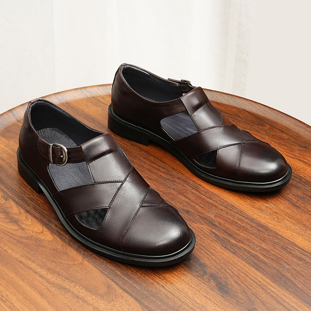 Dracavant Chic Buckle Leather Sandals