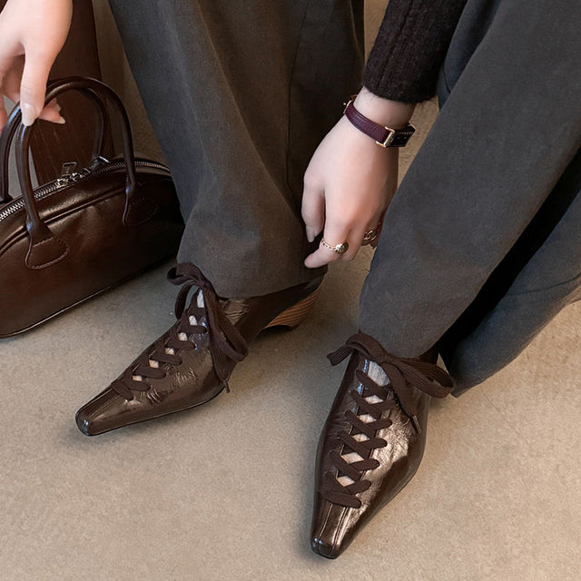 Aurastyle LuxeLeather Exotic Square Toe Shoes