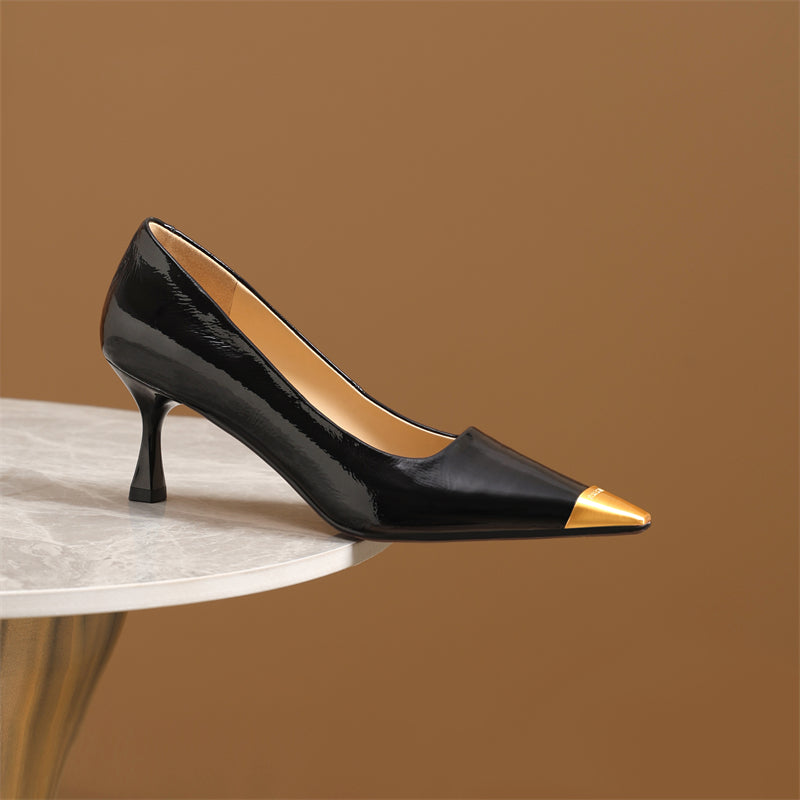 Celestova CrocoGlam Square Toe Metal Pumps