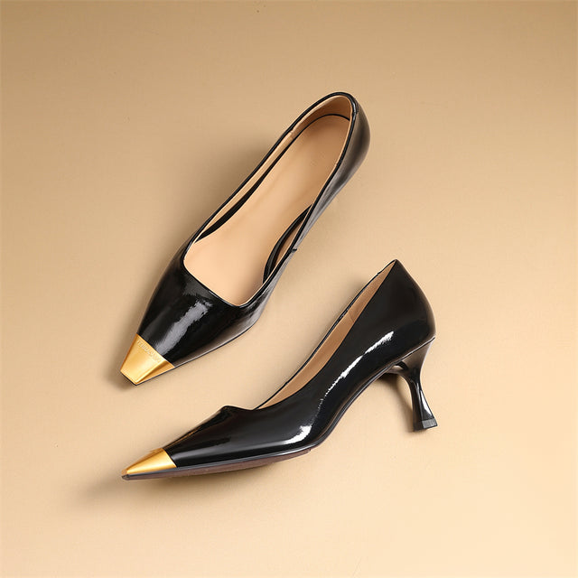 Celestova CrocoGlam Square Toe Metal Pumps