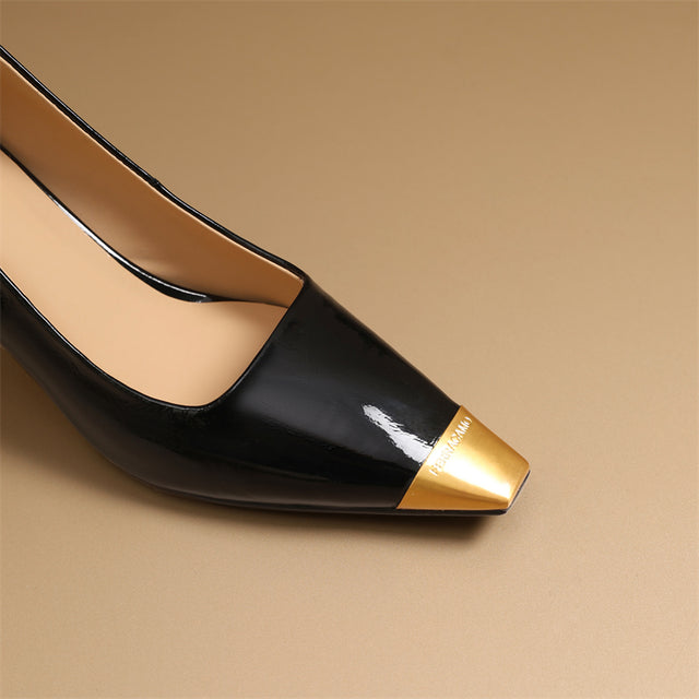 Celestova CrocoGlam Square Toe Metal Pumps