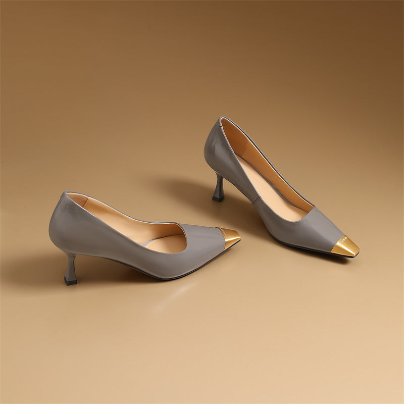 Celestova CrocoGlam Square Toe Metal Pumps