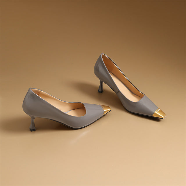 Celestova CrocoGlam Square Toe Metal Pumps