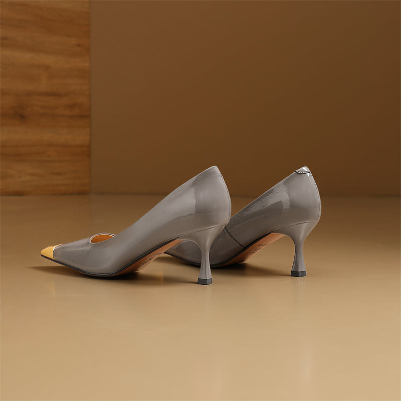 Celestova CrocoGlam Square Toe Metal Pumps