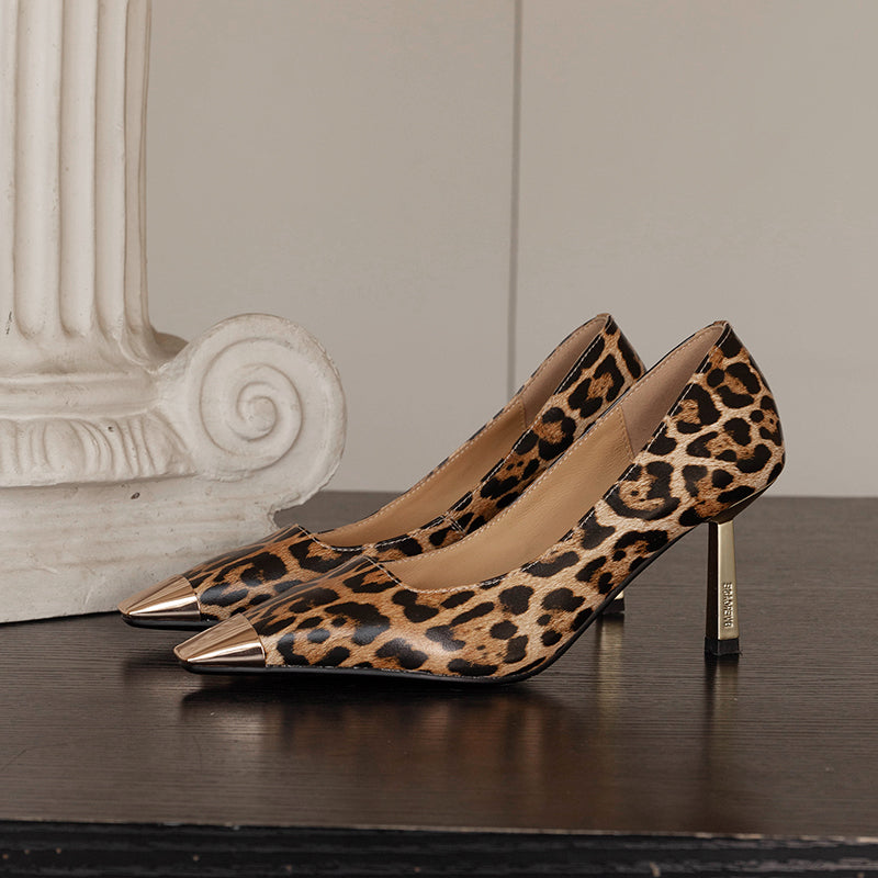 Exoticade CrocoGlam Square Toe Metal Pumps