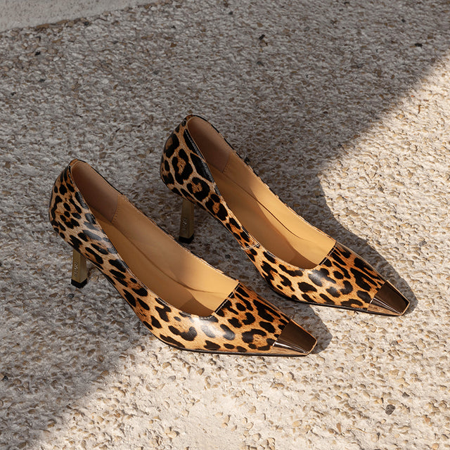 Exoticade CrocoGlam Square Toe Metal Pumps