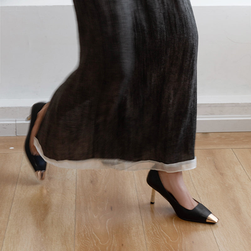 Exoticade CrocoGlam Square Toe Metal Pumps