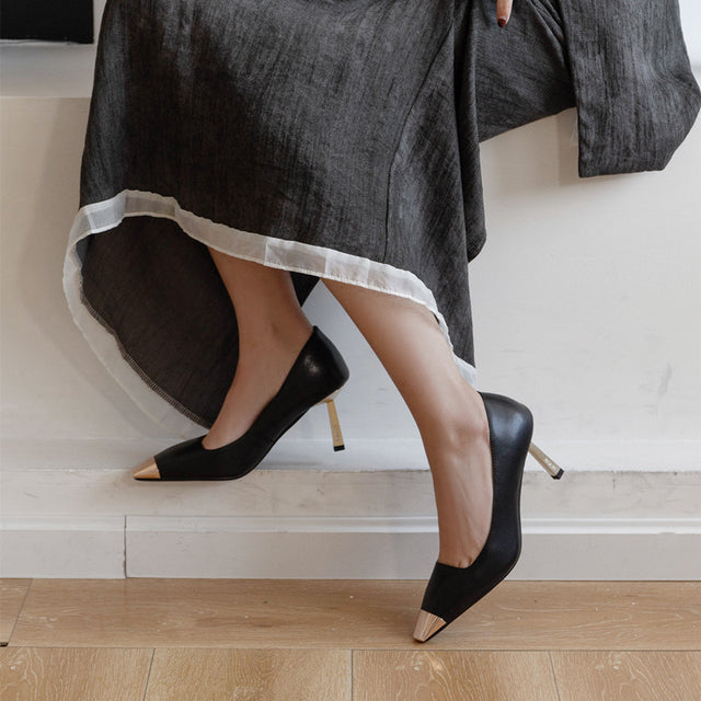 Exoticade CrocoGlam Square Toe Metal Pumps