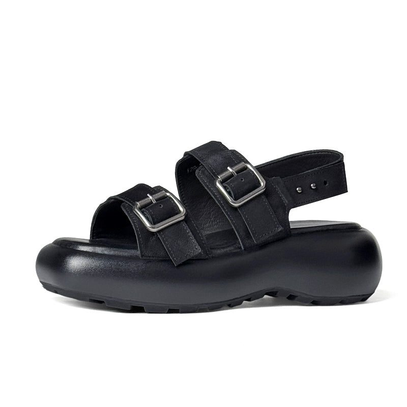 Exoticade Chic Buckle Leather Sandals