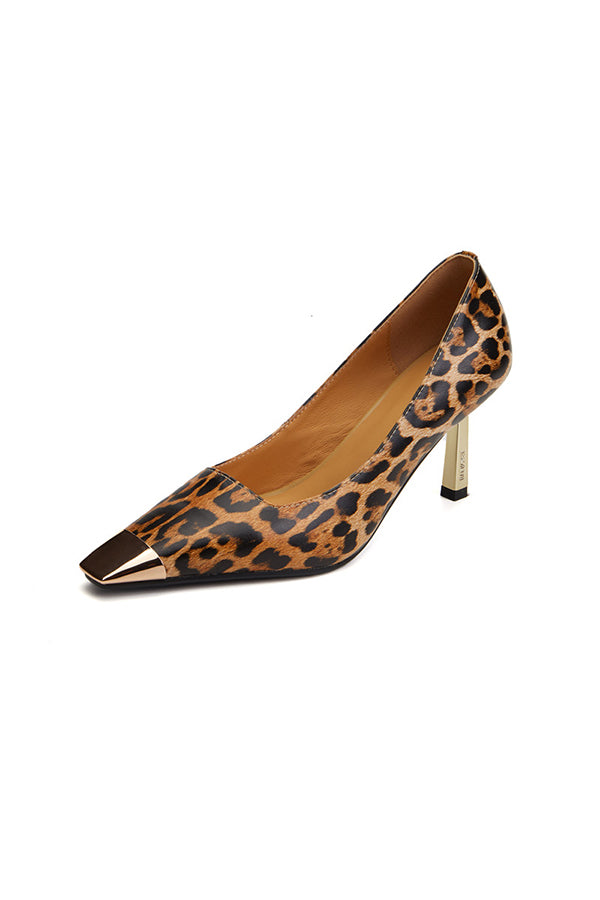 Exoticade CrocoGlam Square Toe Metal Pumps