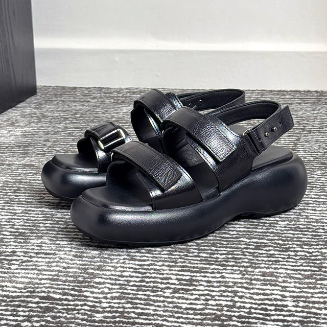 Celestova Chic Buckle Leather Sandals