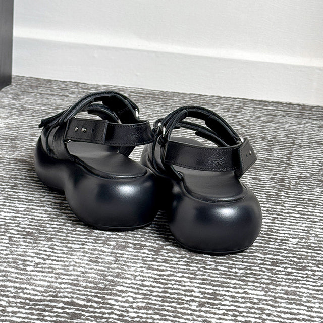 Celestova Chic Buckle Leather Sandals