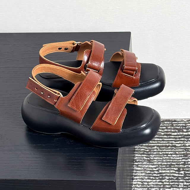 Celestova Chic Buckle Leather Sandals