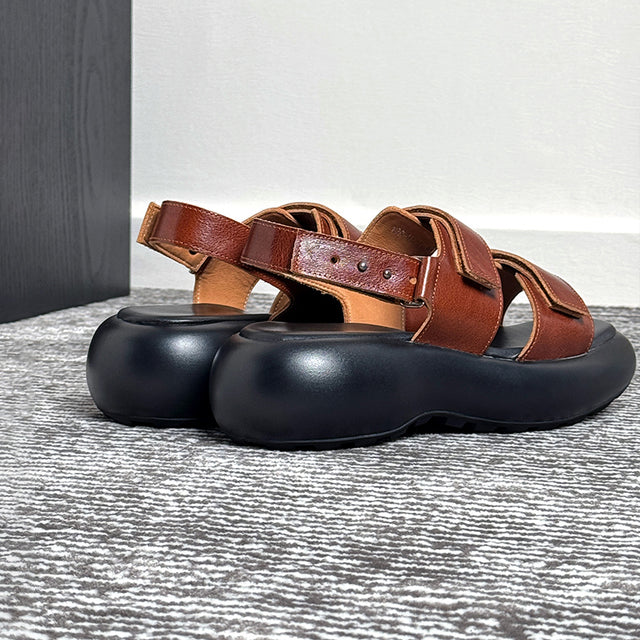 Celestova Chic Buckle Leather Sandals