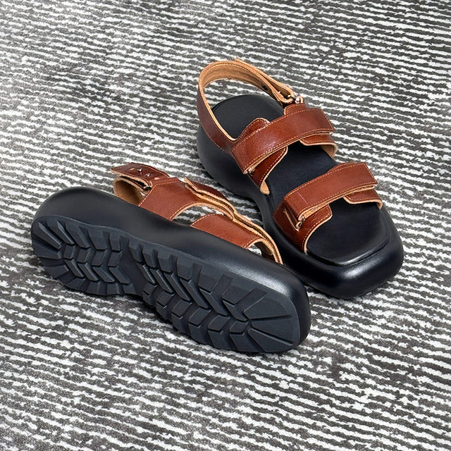 Celestova Chic Buckle Leather Sandals