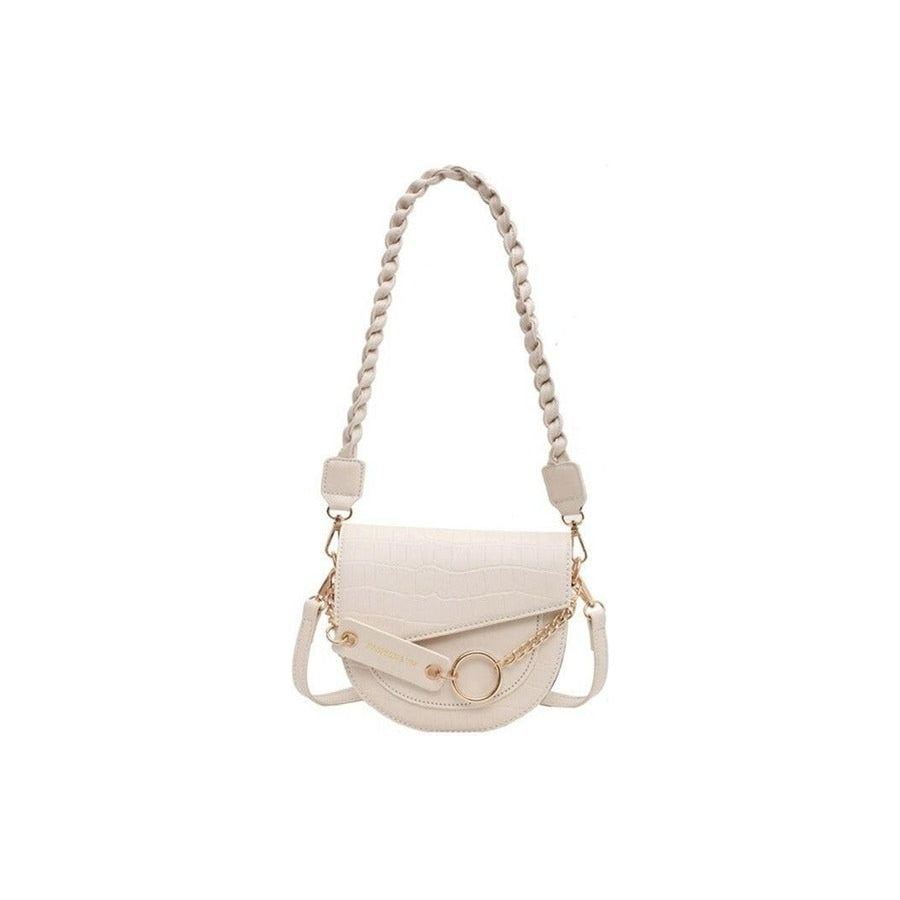 Women's White Croc Chain Cross Body Bag