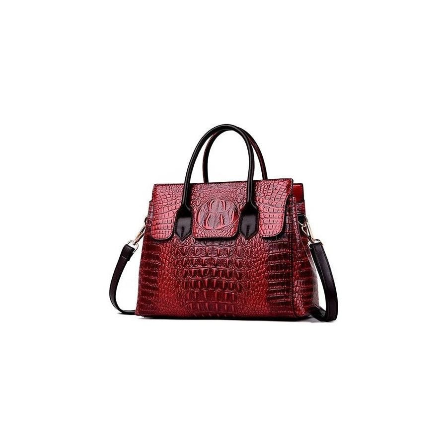 CrocLuxe Exotic Leather Zipper Tote Shoulder Bag