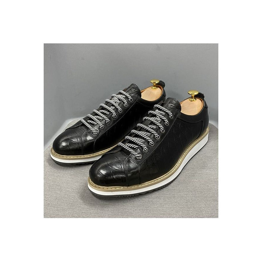 Casual Alligator Leather Lace-Up Sneaker  Crocodile leather shoes, Sneaker  dress shoes, Sneakers men fashion