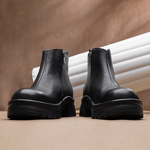 ClassicCow Leather Slip On Luxury Ankle Boots