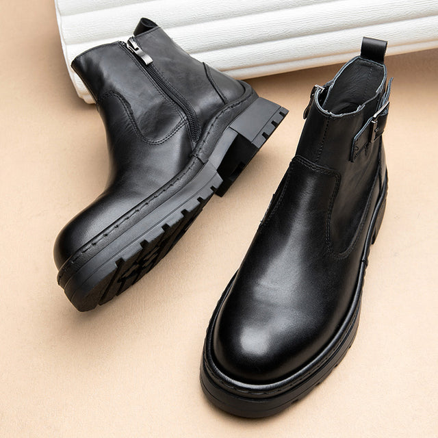 ClassicCow Leather Slip On Luxury Ankle Boots