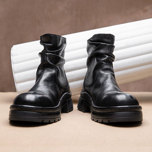 ClassicCow Leather Zip Luxury Ankle Boots