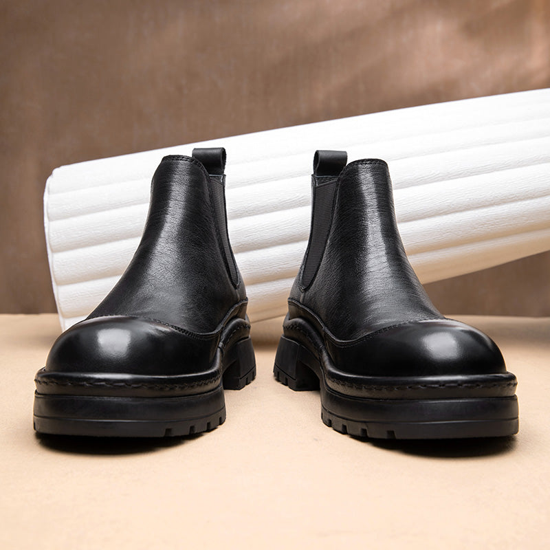 ClassicCow Leather Slip On Luxury Ankle Boots