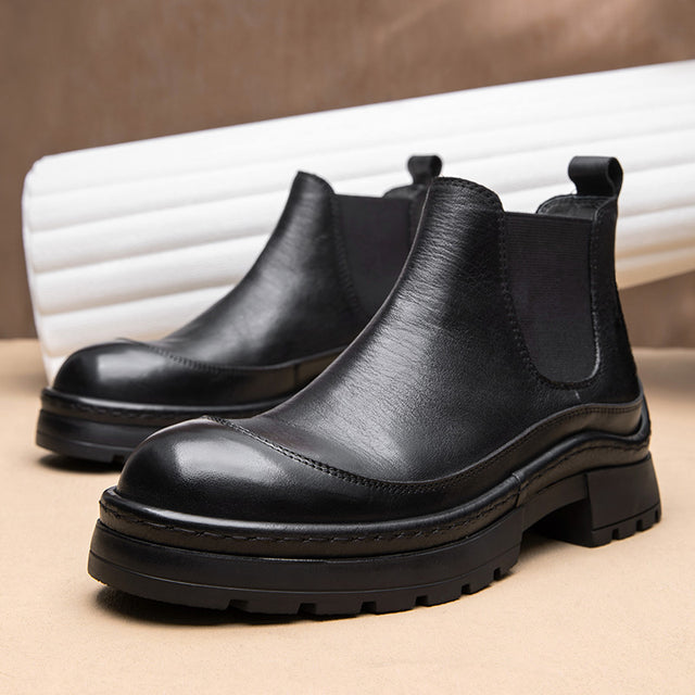 ClassicCow Leather Slip On Luxury Ankle Boots