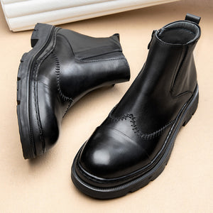 ClassicCow Leather Slip On Luxury Ankle Boots