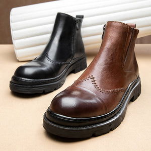 ClassicCow Leather Slip On Luxury Ankle Boots