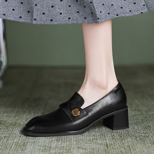 Sophisticated Cow Leather Heels Loafers