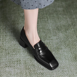 Sophisticated Cow Leather Heels Loafers