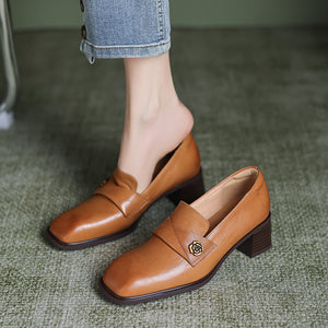 Sophisticated Cow Leather Heels Loafers