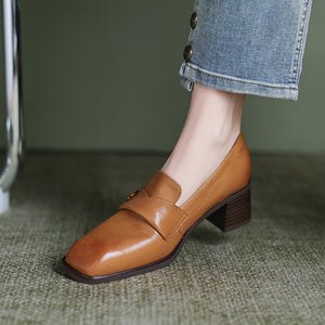 Sophisticated Cow Leather Heels Loafers