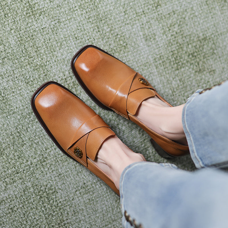 Sophisticated Cow Leather Heels Loafers