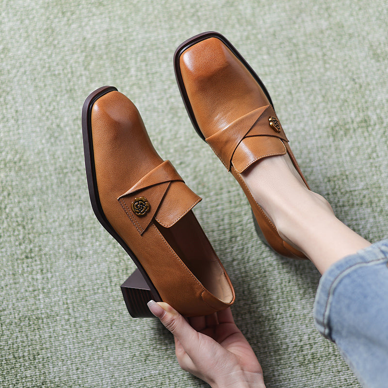 Sophisticated Cow Leather Heels Loafers