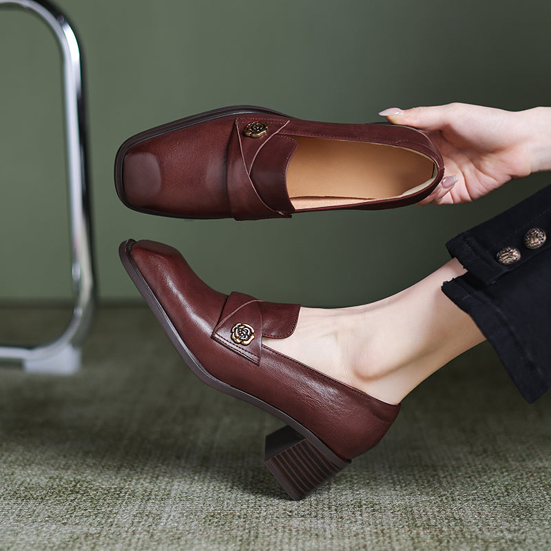 Sophisticated Cow Leather Heels Loafers