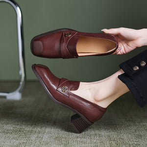 Sophisticated Cow Leather Heels Loafers