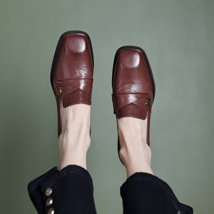 Sophisticated Cow Leather Heels Loafers